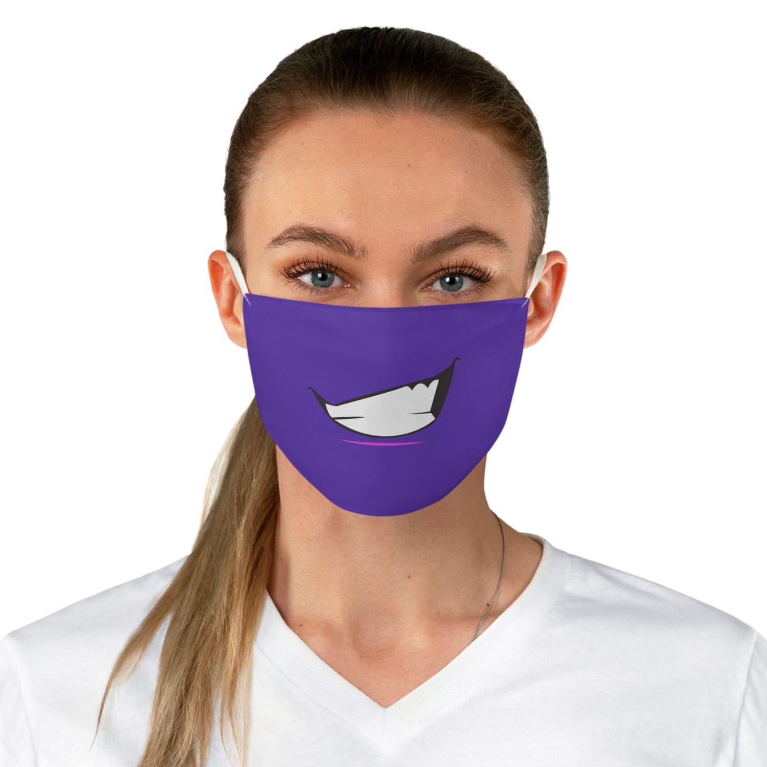 Purple Toothy Grin Fabric Face Mask - One size - Accessories