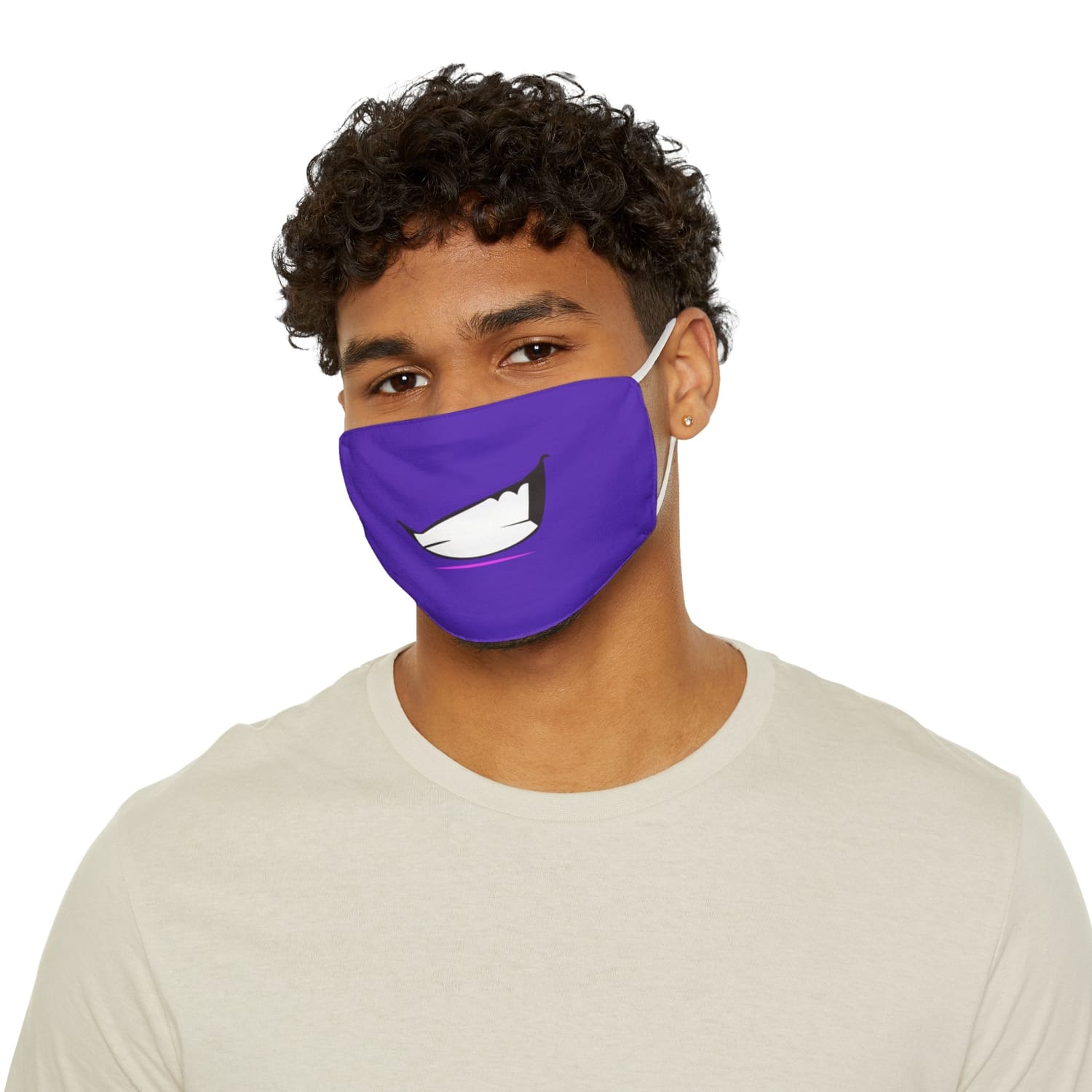 Purple Toothy Grin Snug-Fit Fabric Face Mask - 7.3’’ × 4.5’’ - Accessories