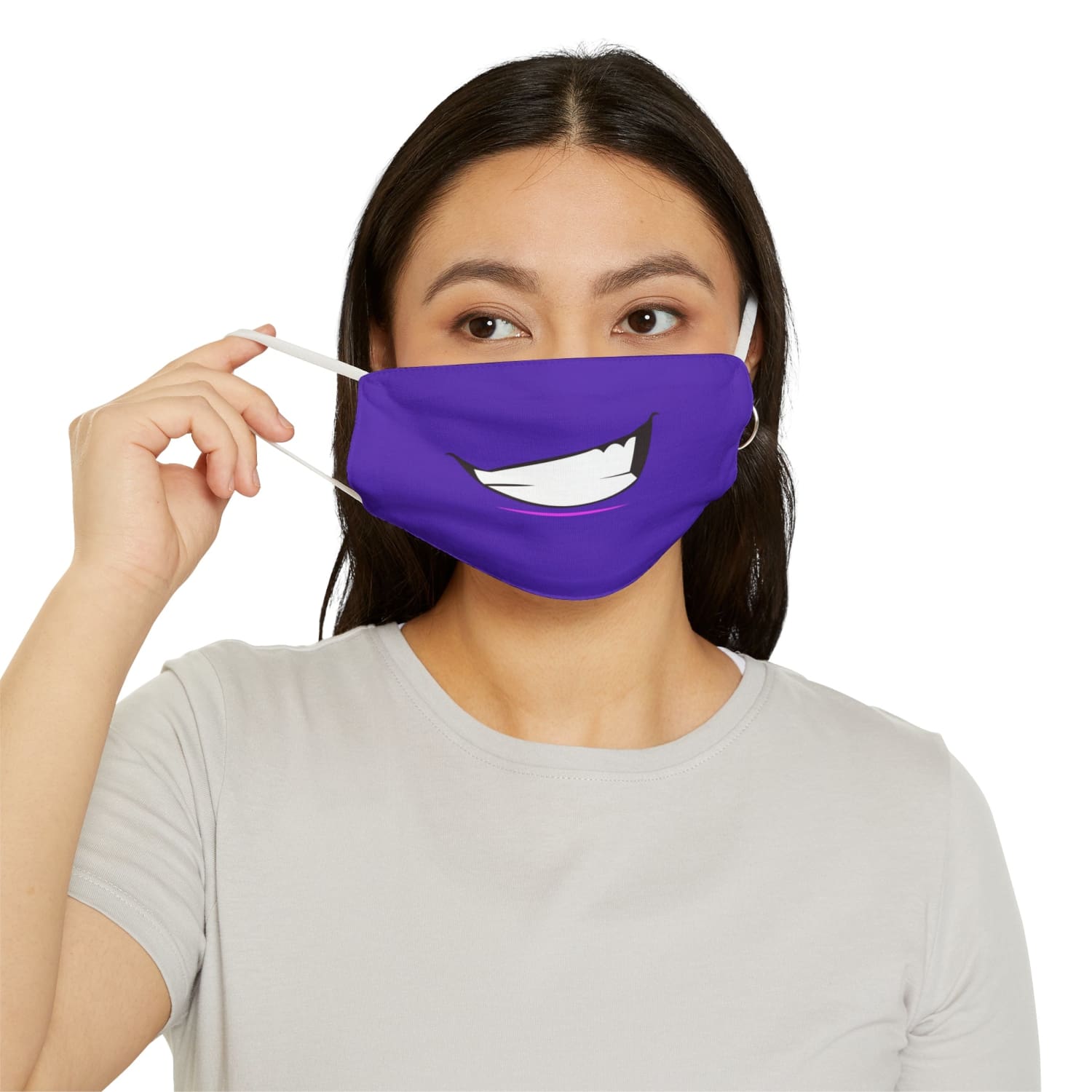 Purple Toothy Grin Snug-Fit Fabric Face Mask - 7.3’’ × 4.5’’ - Accessories