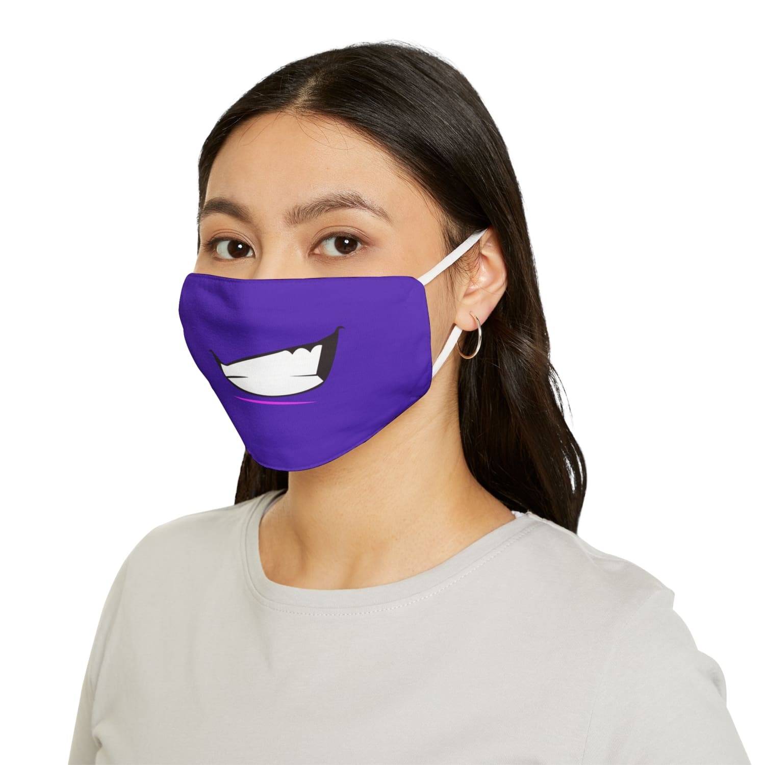 Purple Toothy Grin Snug-Fit Fabric Face Mask - 7.3’’ × 4.5’’ - Accessories