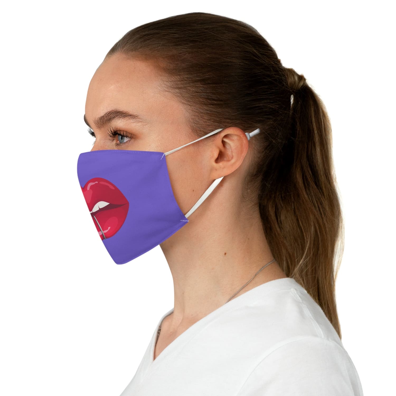 Purple Whuh?? Lips Fabric Face Mask - One size - Accessories