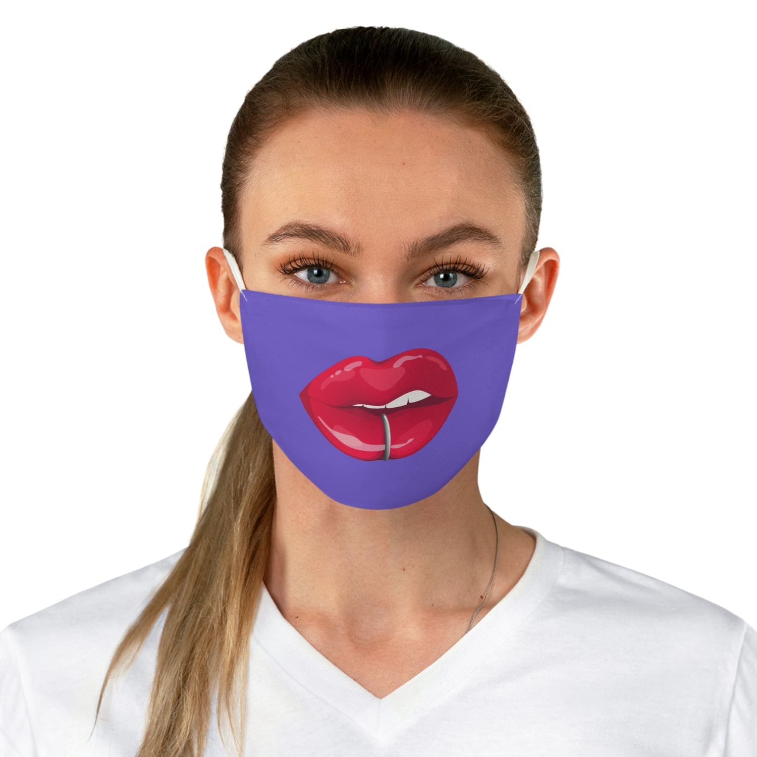 Purple Whuh?? Lips Fabric Face Mask - One size - Accessories
