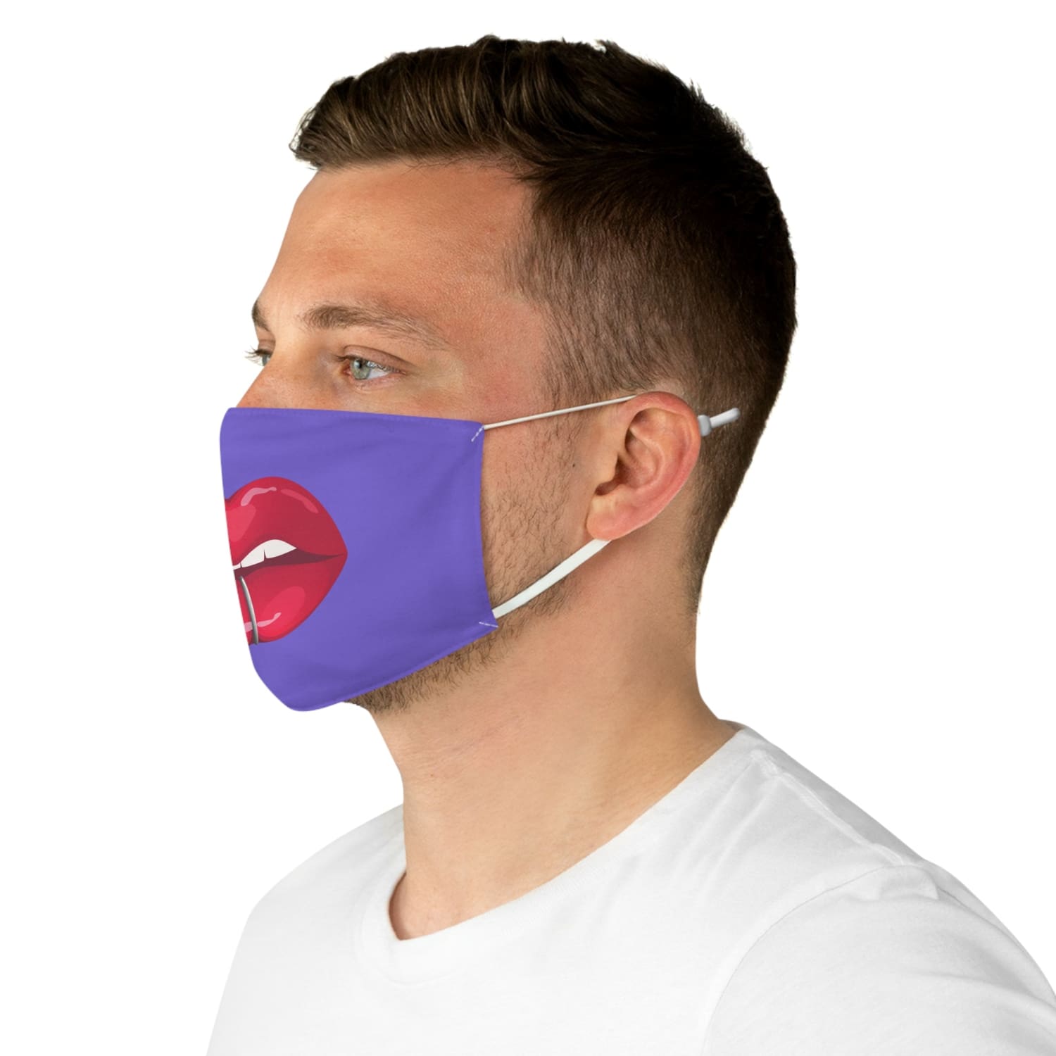 Purple Whuh?? Lips Fabric Face Mask - One size - Accessories