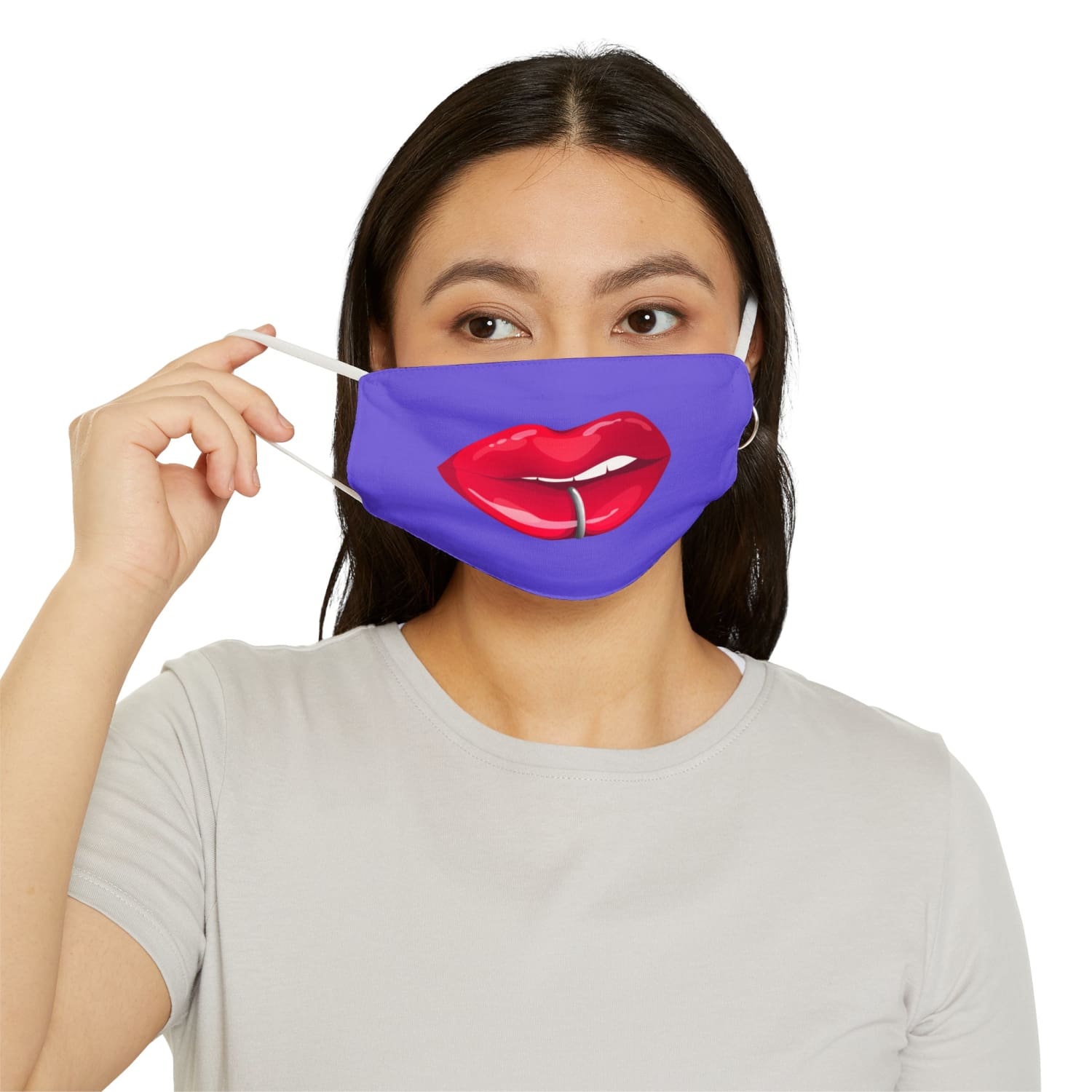 Purple Whuh?? Lips Snug-Fit Fabric Face Mask - 7.3’’ × 4.5’’ - Accessories