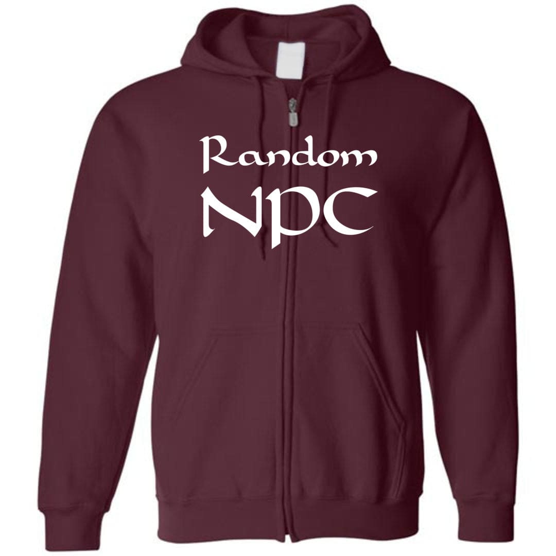 Random NPC Unisex Zip Hoodie - Maroon / S