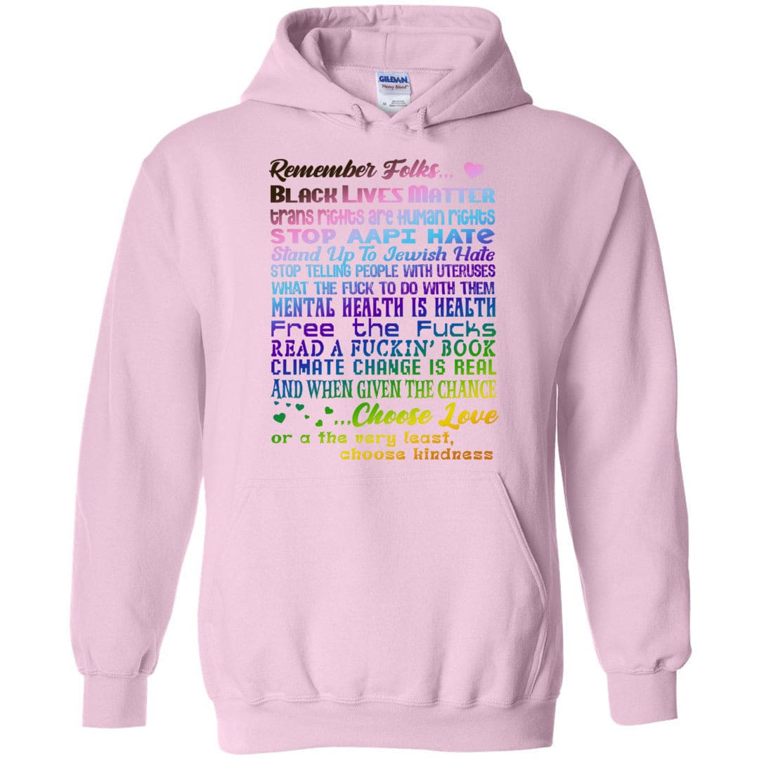 Remember Folks Updated Unisex Pullover Hoodie - Light Pink / S