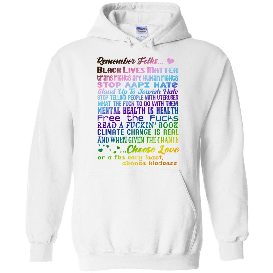 Remember Folks Updated Unisex Pullover Hoodie - White / S