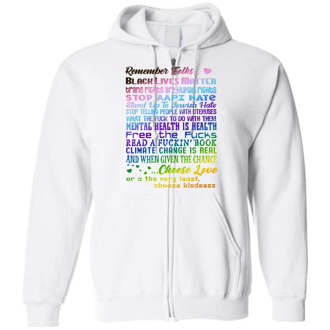 Remember Folks Updated Unisex Zip Hoodie - White / S
