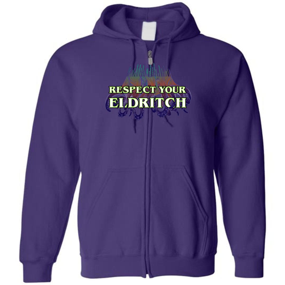 Respect Your Eldritch Unisex Zip Hoodie - Purple / S
