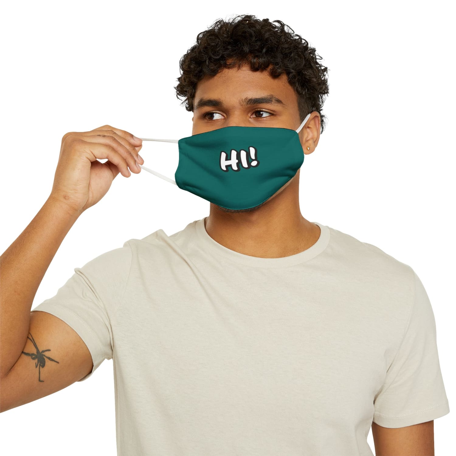 Teal Hi! Snug-Fit Fabric Face Mask - 7.3’’ × 4.5’’ - Accessories