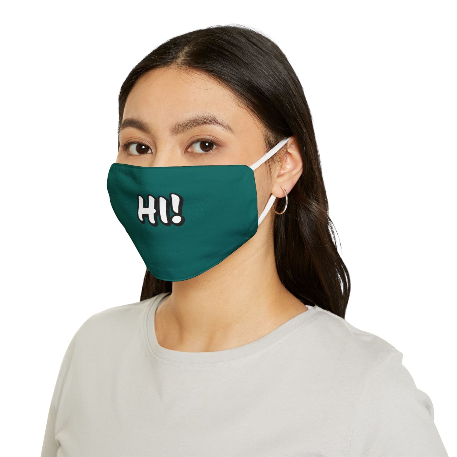 Teal Hi! Snug-Fit Fabric Face Mask - 7.3’’ × 4.5’’ - Accessories