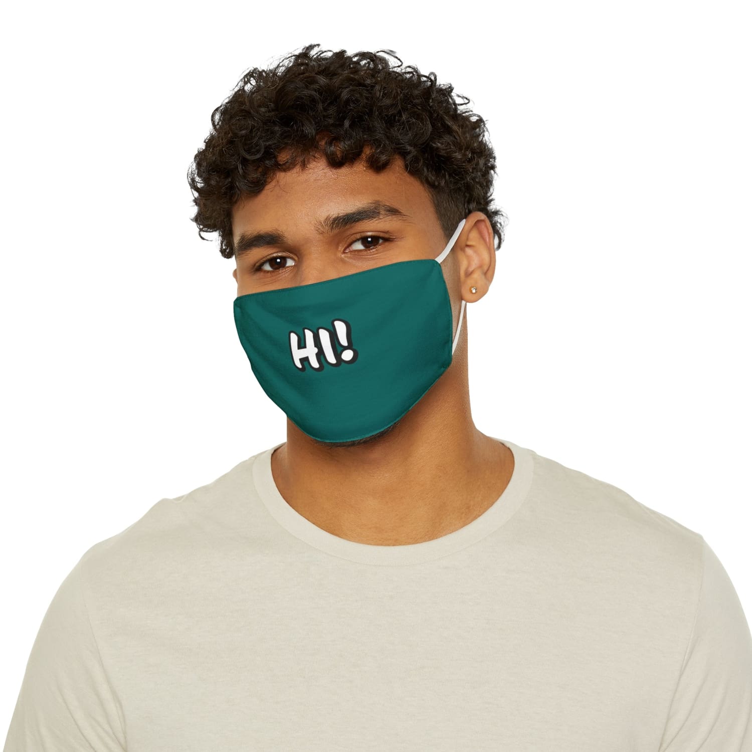 Teal Hi! Snug-Fit Fabric Face Mask - 7.3’’ × 4.5’’ - Accessories