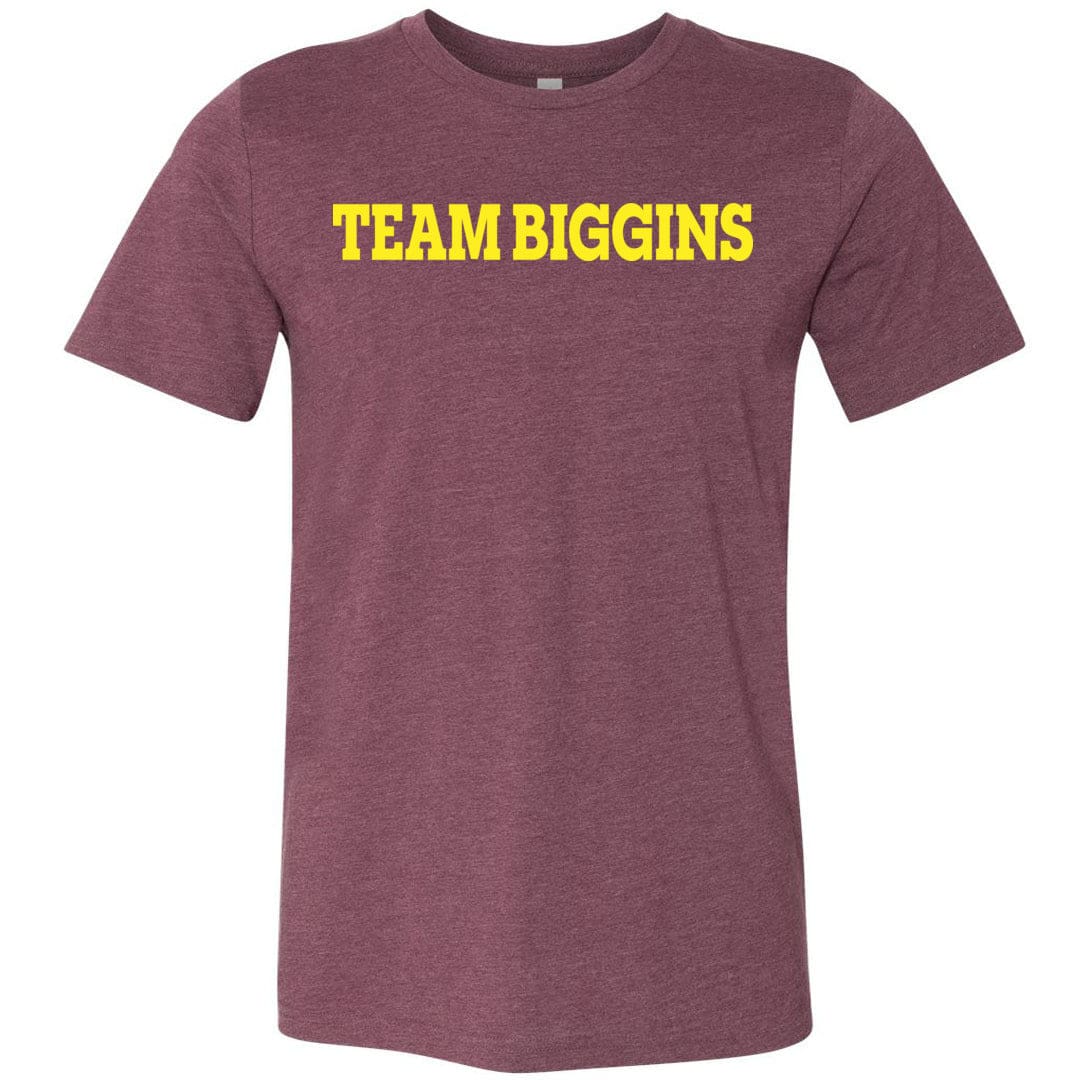 Team Biggins Unisex Premium Tee - Heather Maroon / XS