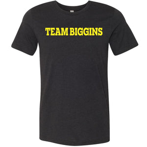 Team Biggins Unisex Premium Tee - Black Heather / XS