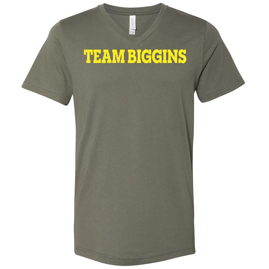 Team Biggins Unisex Premium V-Neck Tee - Military Green / S