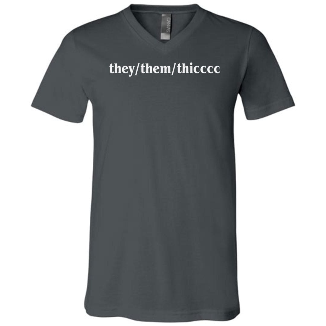 they/them/thicccc Unisex Premium V-Neck Tee - Asphalt / S