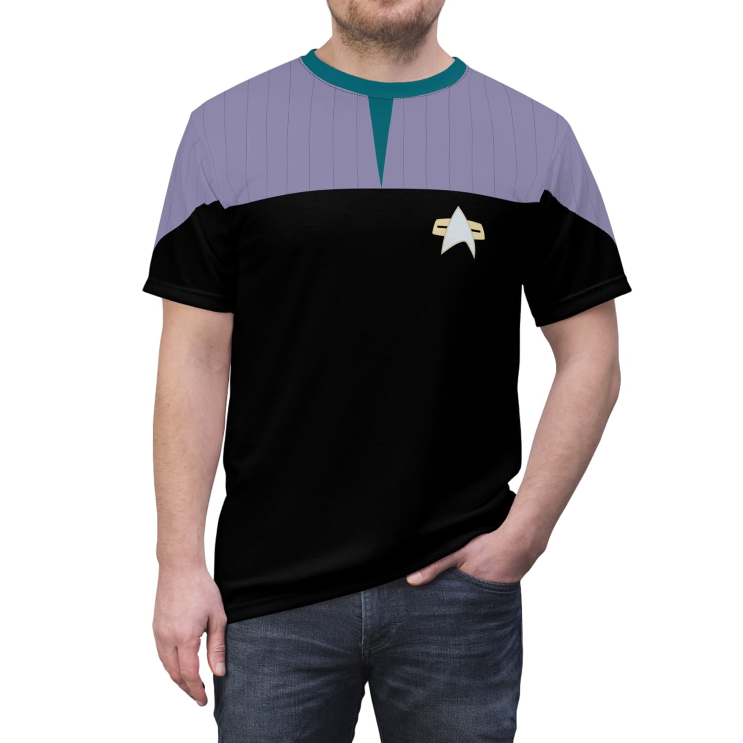 Trek Uniform Tee DS9 - Sciences Blue - Unisex AOP Tee - All Over Prints