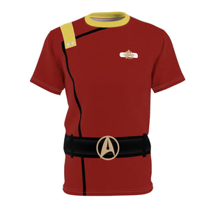 Trek Uniform Tee Movie - Operations Gold - Unisex AOP Tee - Monster Maroon - White stitching / 4 oz. / S - All Over Prints