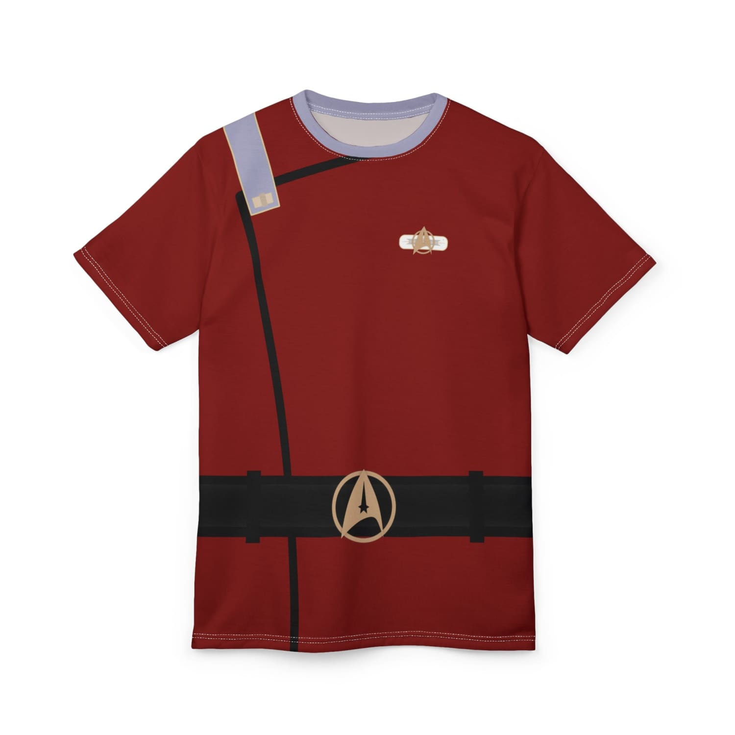 Trek Uniform Tee Movie - Sciences Grey - Unisex AOP Tee - Monster Maroon - All Over Prints