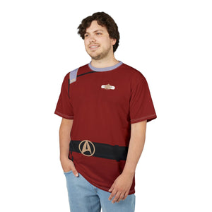 Trek Uniform Tee Movie - Sciences Grey - Unisex AOP Tee - Monster Maroon - All Over Prints