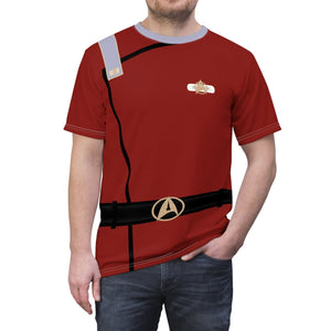 Trek Uniform Tee Movie - Sciences Grey - Unisex AOP Tee - Monster Maroon - All Over Prints