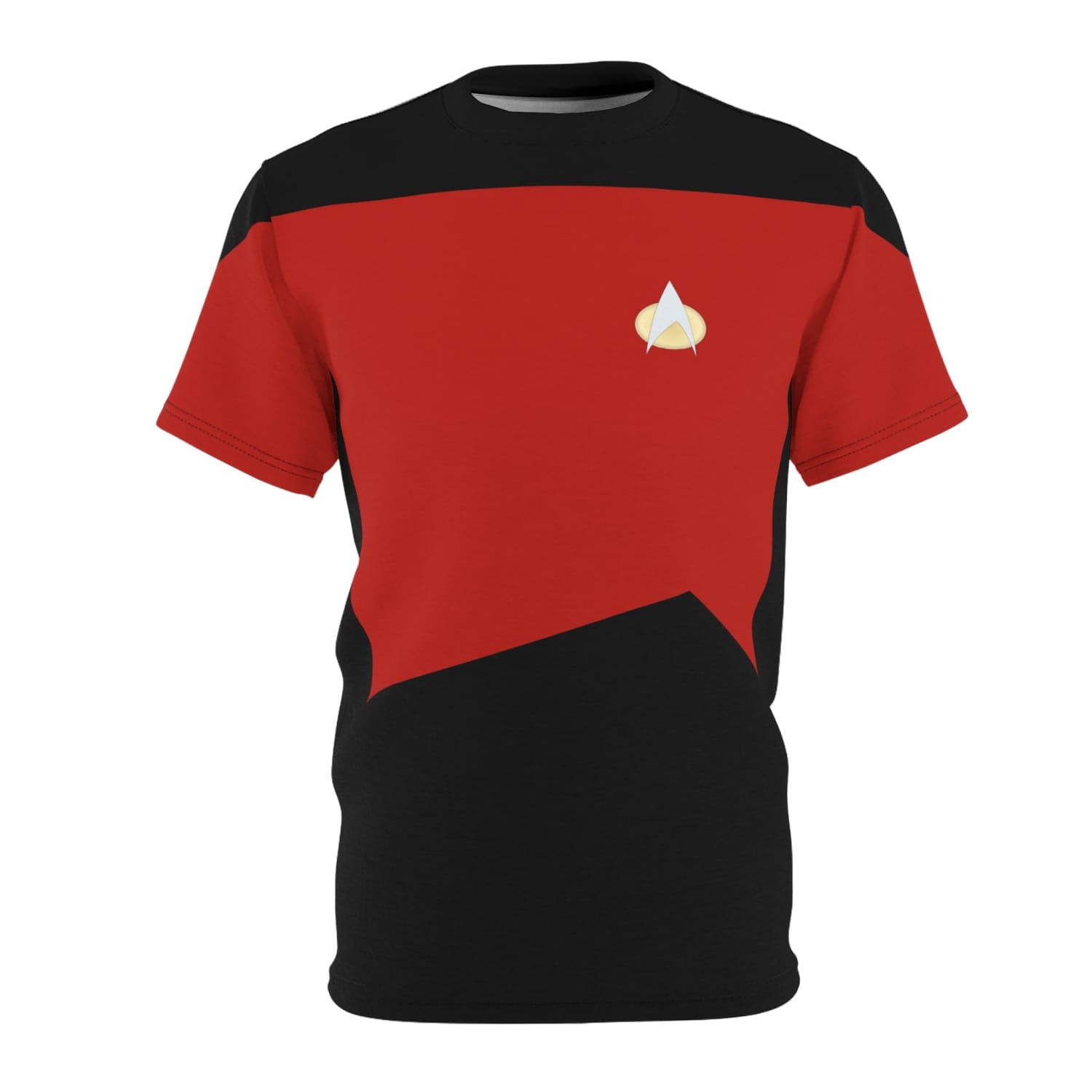 Trek Uniform Tee TNG - Command Red - Unisex AOP Tee - Black stitching / 4 oz. / S - All Over Prints