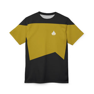 Trek Uniform Tee TNG - Operations Gold - Unisex AOP Tee - All Over Prints