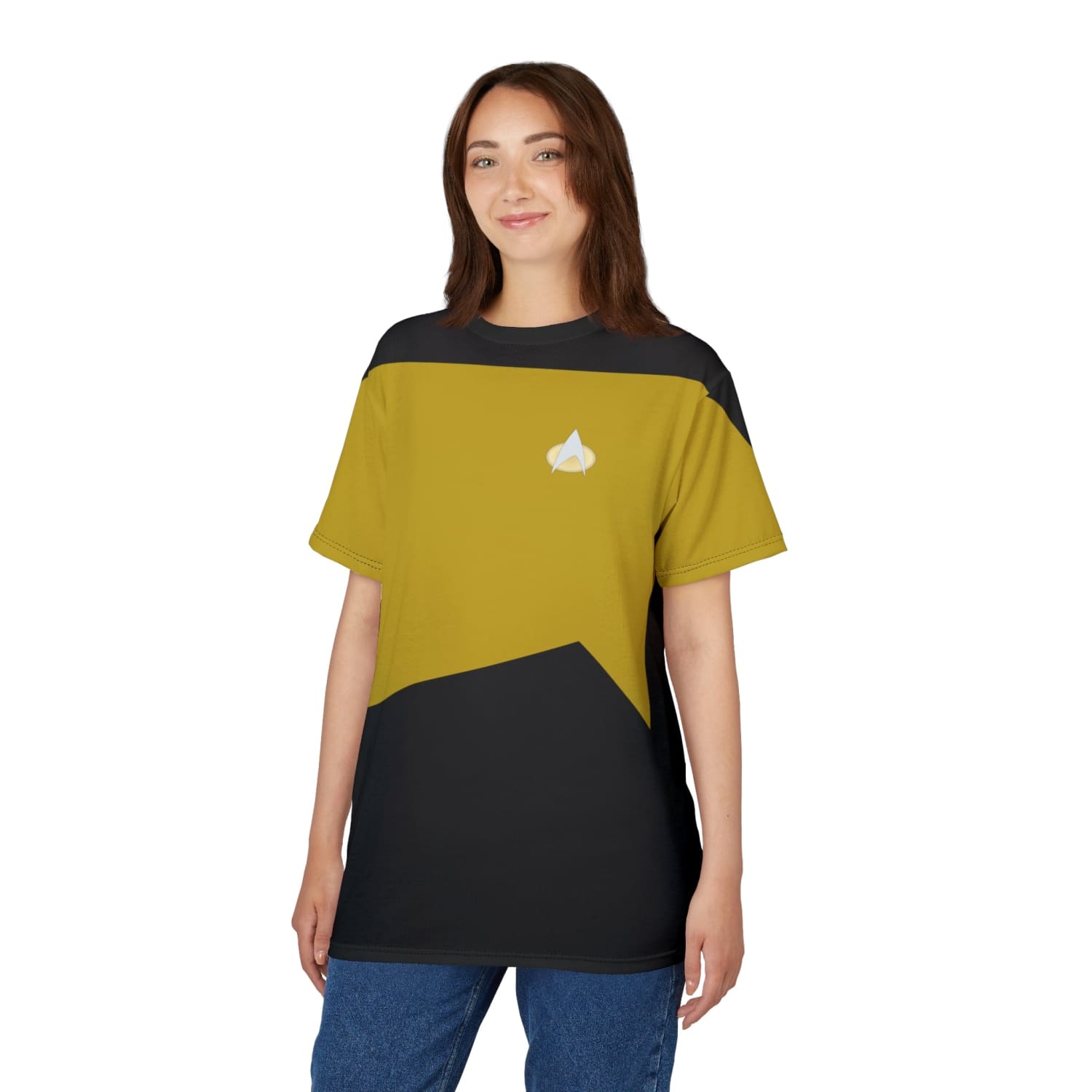Trek Uniform Tee TNG - Operations Gold - Unisex AOP Tee - All Over Prints