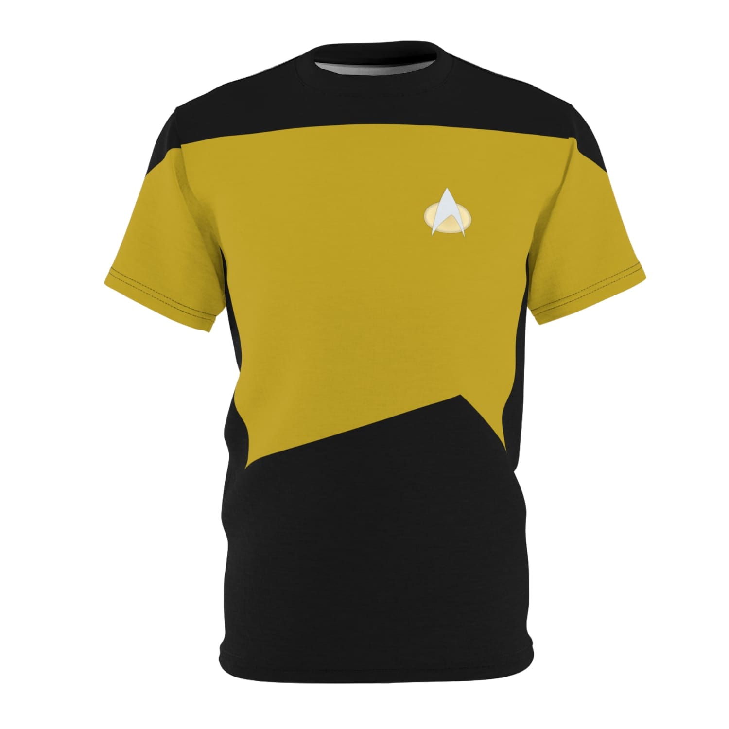 Trek Uniform Tee TNG - Operations Gold - Unisex AOP Tee - Black stitching / 4 oz. / S - All Over Prints