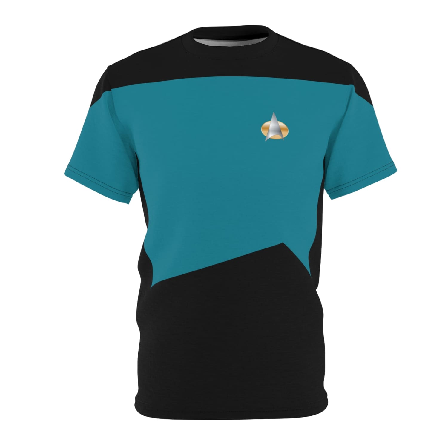 Trek Uniform Tee TNG - Sciences Blue Unisex AOP Black stitching / 4 oz. S All Over Prints