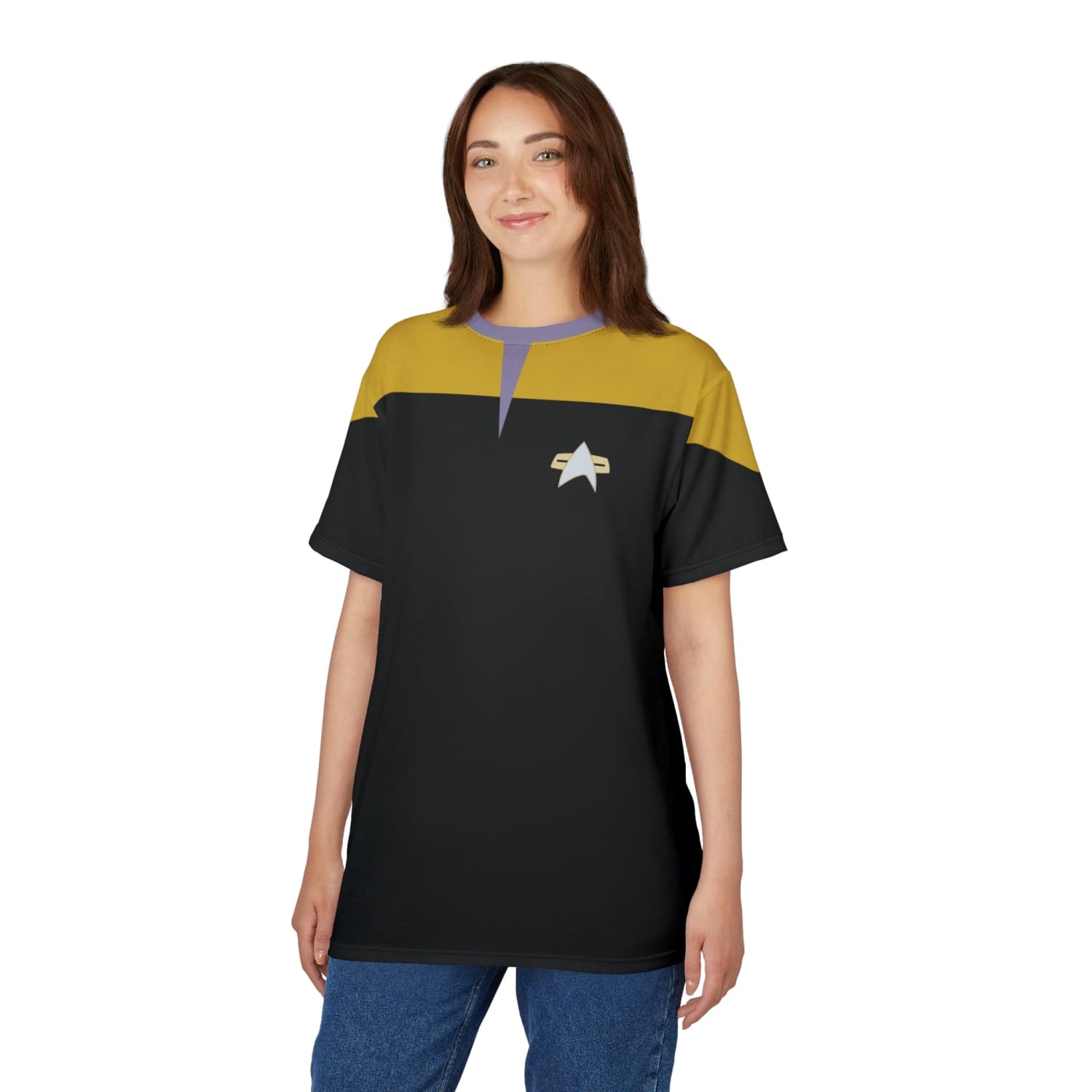Trek Uniform Tee Voyager - Operations Gold - Unisex AOP Tee - All Over Prints