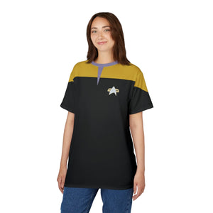 Trek Uniform Tee Voyager - Operations Gold - Unisex AOP Tee - All Over Prints