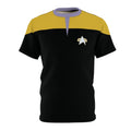 Trek Uniform Tee Voyager - Operations Gold - Unisex AOP Tee - Black stitching / 4 oz. / S - All Over Prints