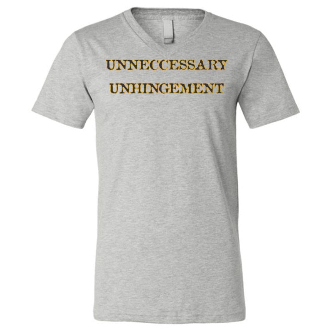 Unneccessary Unhingement Unisex Premium V-Neck Tee - Athletic Heather / S