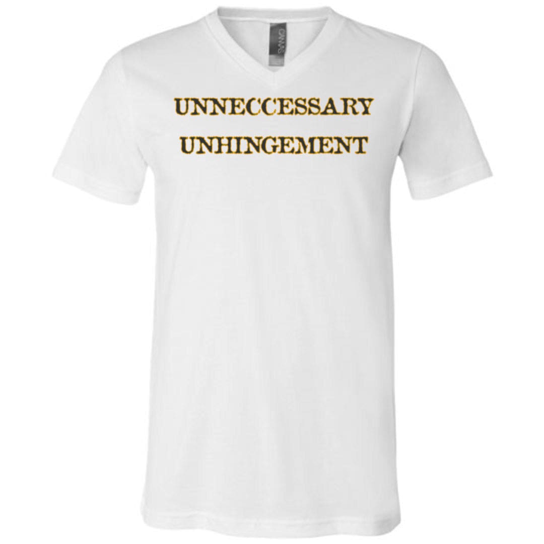 Unneccessary Unhingement Unisex Premium V-Neck Tee - White / S