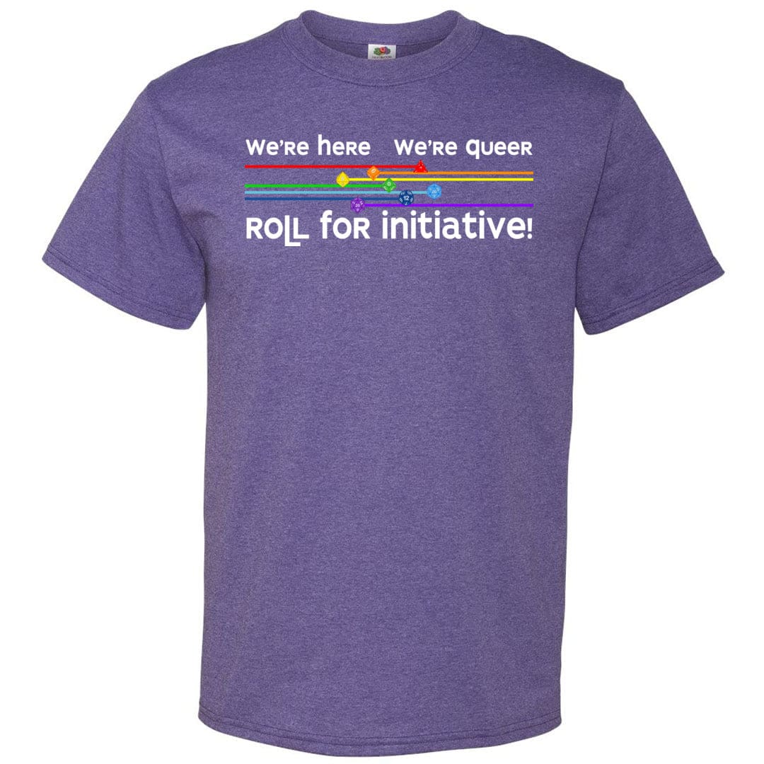 We’re Here We’re Queer Roll for Initiative Unisex Classic Tee - Retro Heather Purple / S