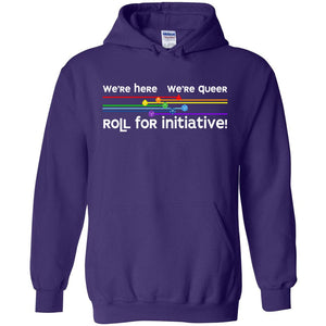 We’re Here We’re Queer Unisex Pullover Hoodie - Purple / S
