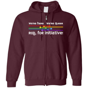 We’re Here We’re Queer Unisex Zip Hoodie - Maroon / S