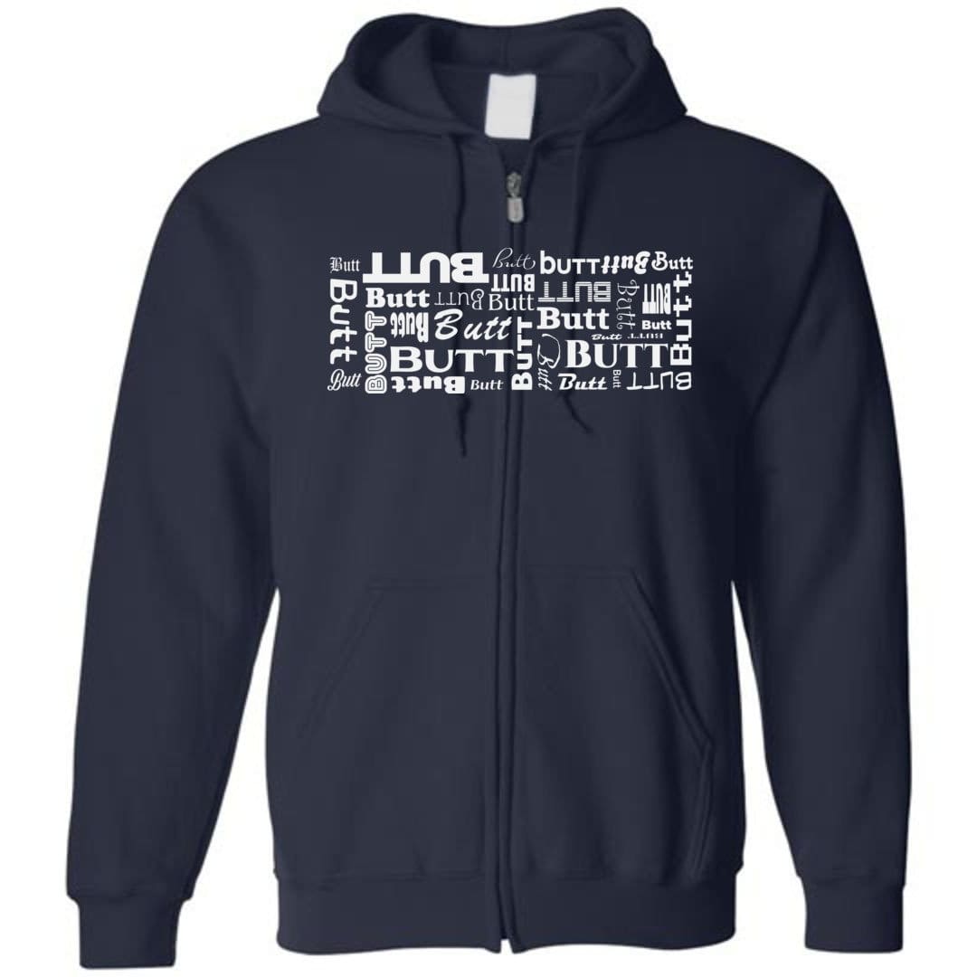 32 Butts Unisex Zip Hoodie - Navy / S