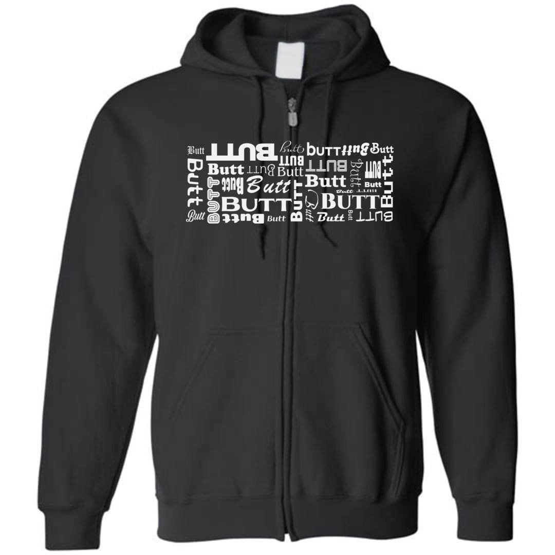 32 Butts Unisex Zip Hoodie - Black / S