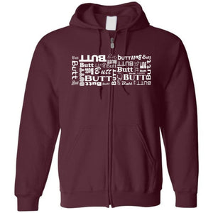 32 Butts Unisex Zip Hoodie - Maroon / S