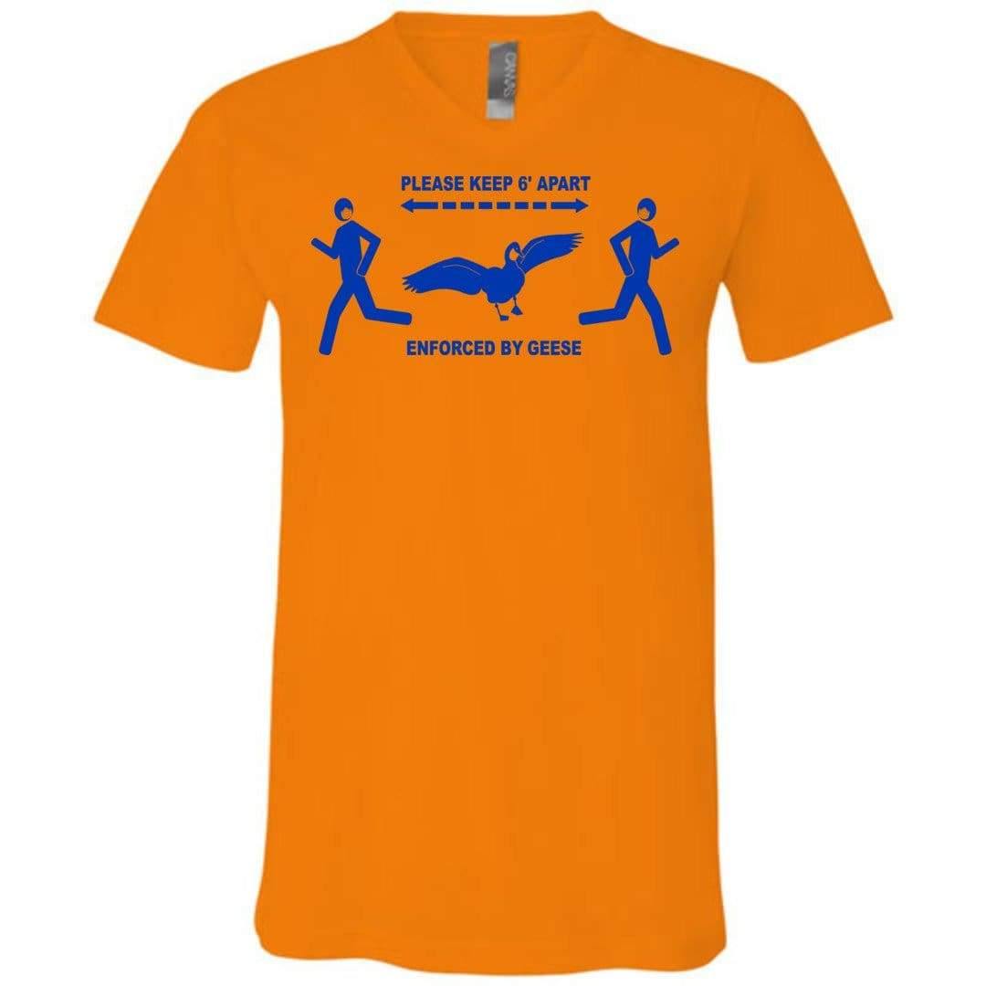 6 Feet of Geese Light Unisex Premium V-Neck Tee - Orange / S