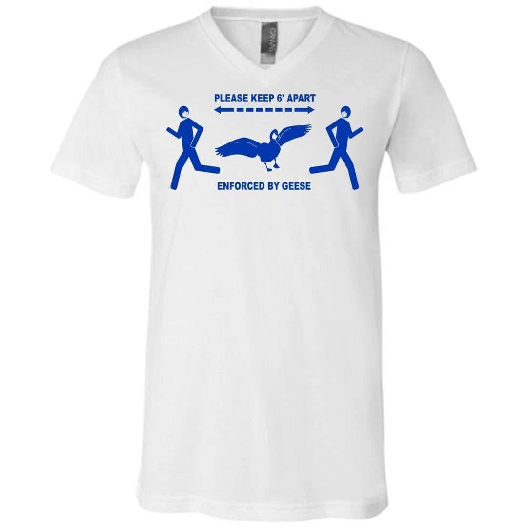 6 Feet of Geese Light Unisex Premium V-Neck Tee - White / S