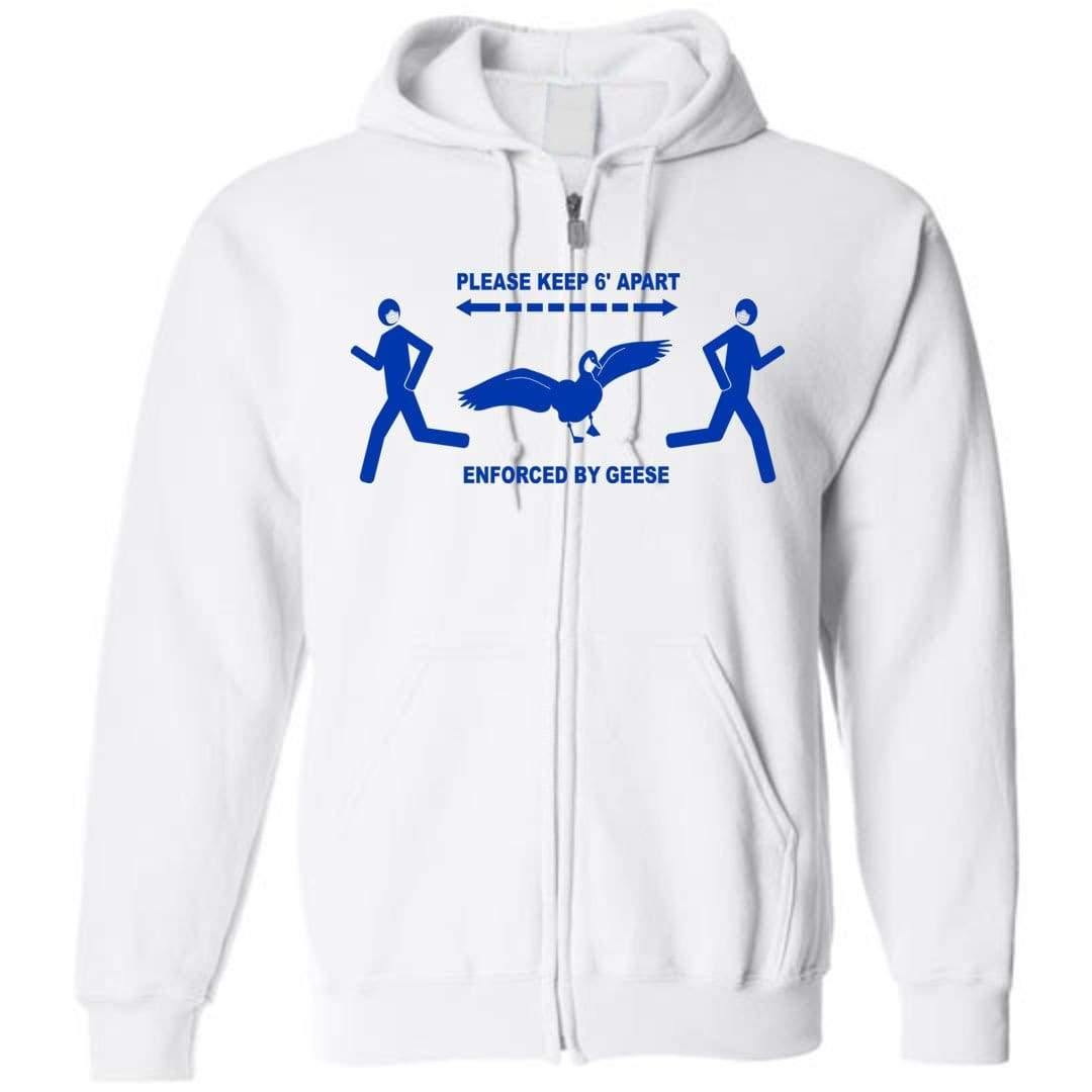 6 Feet of Geese Light Unisex Zip Hoodie - White / S