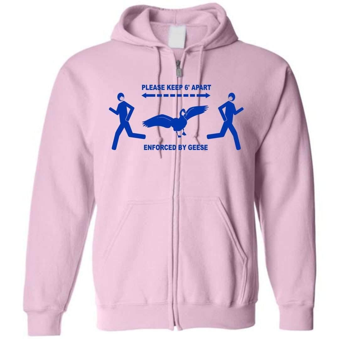 6 Feet of Geese Light Unisex Zip Hoodie - Light Pink / S