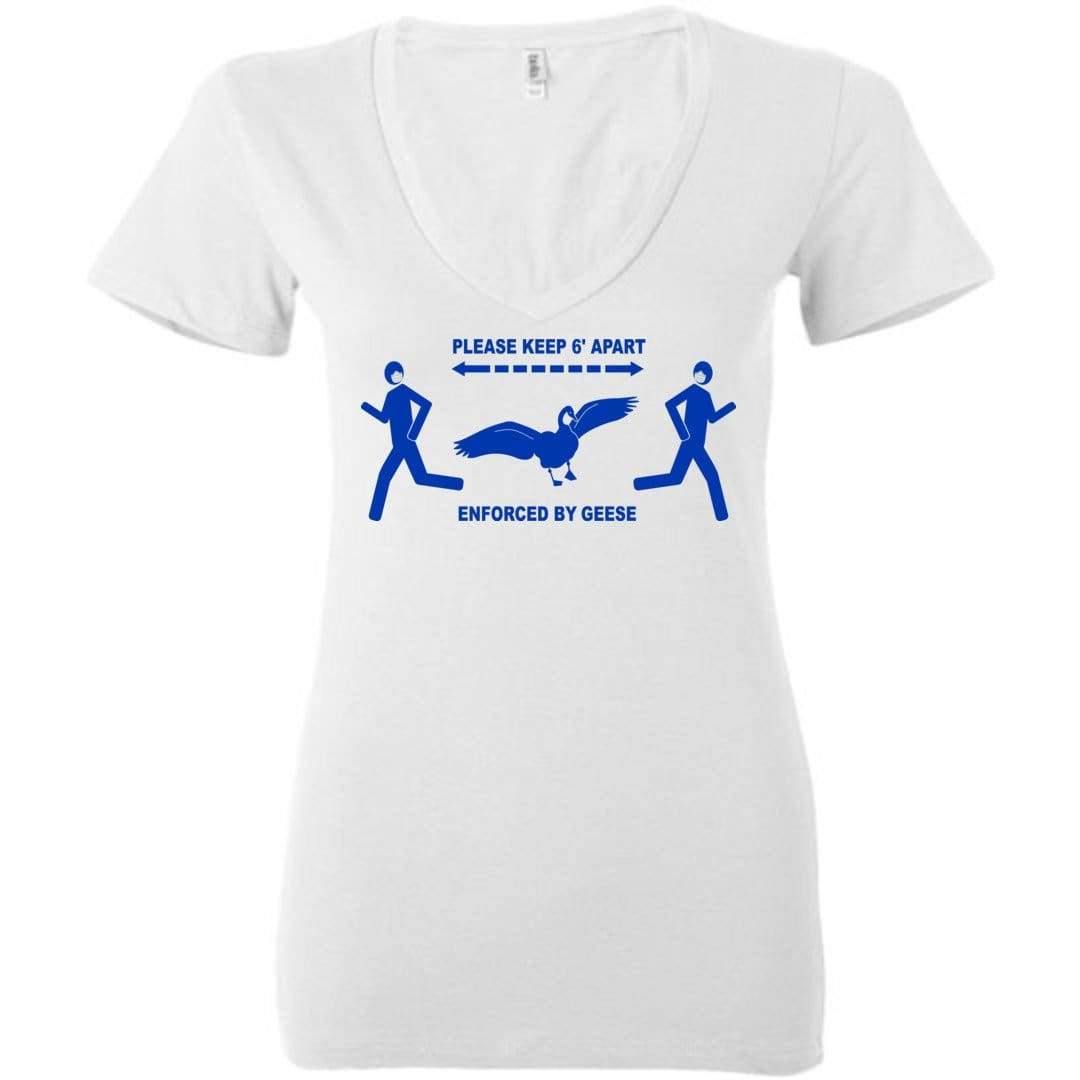 6 Feet of Geese Light Womens Premium Deep V-Neck Tee - White / S