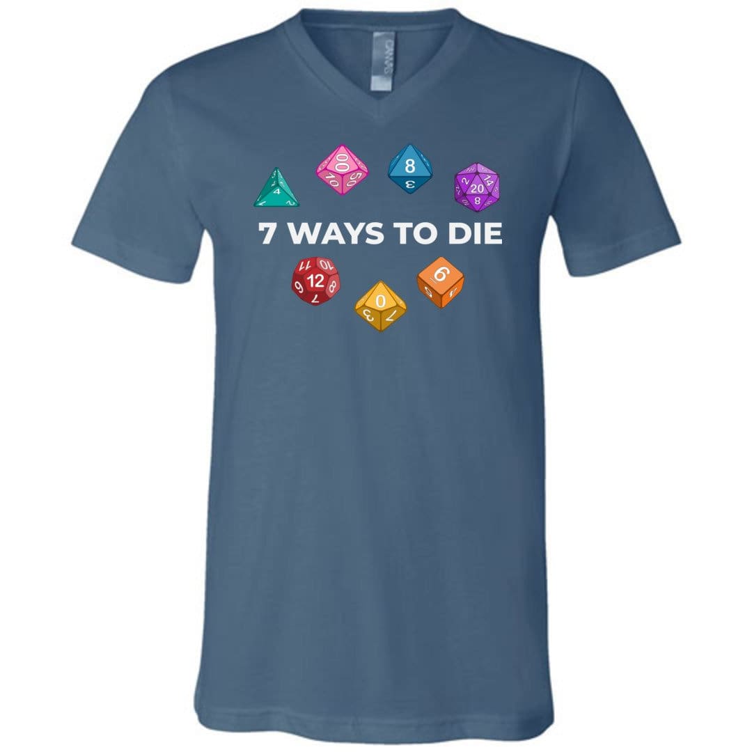 7 Ways To Die Dark Unisex Premium V-Neck Tee - Steel Blue / S