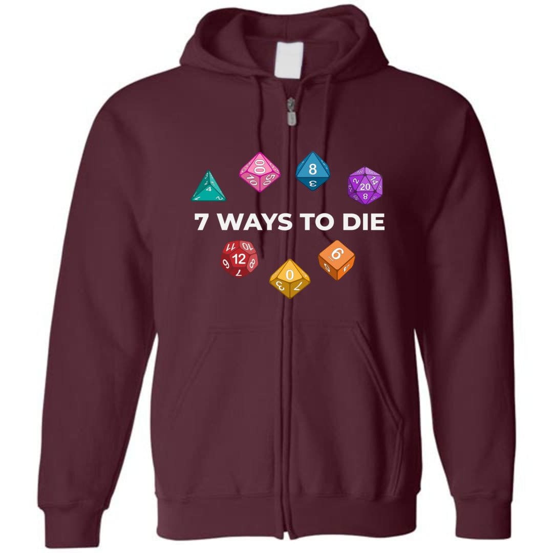 7 Ways To Die Dark Unisex Zip Hoodie - Maroon / S