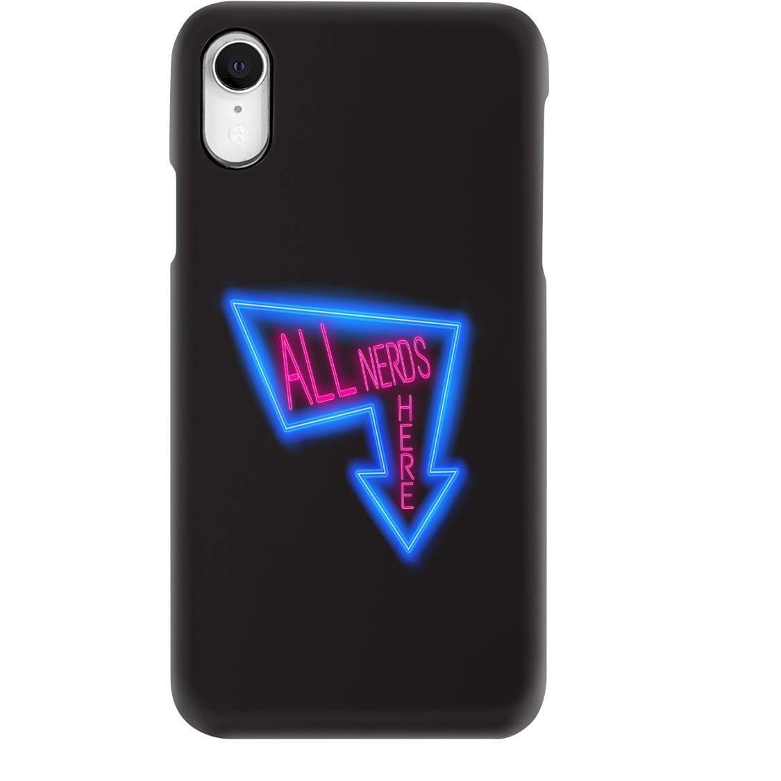 All Nerds Here Neon Logo Phone Case - Snap * iPhone * Samsung * - iPhone XR Case / Gloss / All Nerds Here