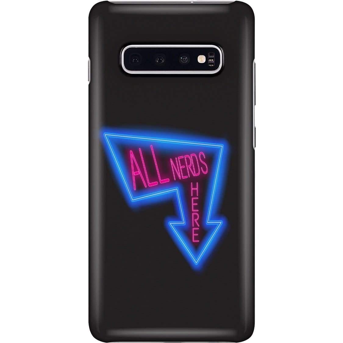 All Nerds Here Neon Logo Phone Case - Snap * iPhone * Samsung * - Samsung Galaxy S10 Plus Case / Gloss / All Nerds Here